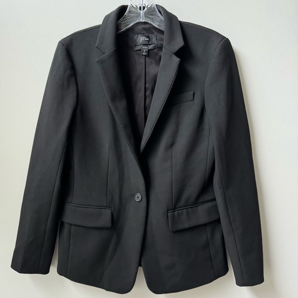 J Crew Regent Blazer Women 2 Black Single Button Four Season Stretch - Picture 2 of 5
